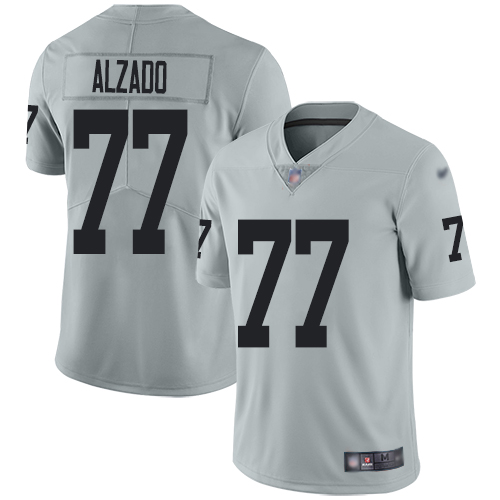 Men Oakland Raiders Limited Silver Lyle Alzado Jersey NFL Football #77 Inverted Legend Jersey